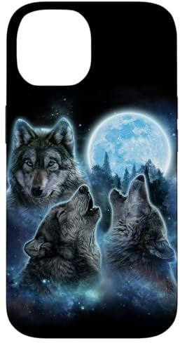 Three Wolf Howling and Moon Case for iPhone 14