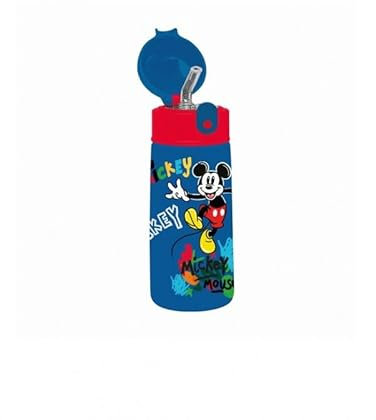 Pellecchia 1969I Borraccia Termica realizzata per Topolino Fan - con Cannuccia 460 ML NO PBA- Asilo, Scuola Elementare - Acciaio Inox, Mantenimento Temperatura fino a 24h