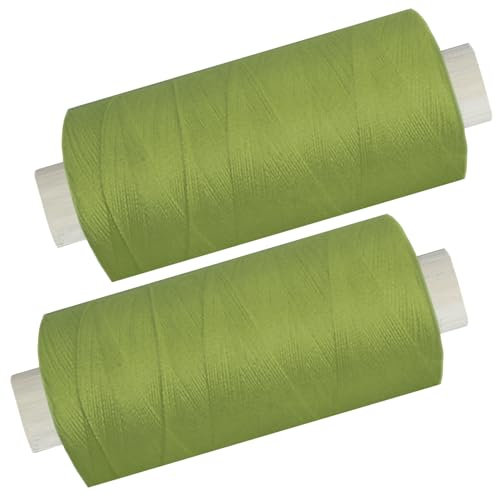 Yline - 1000 m (2 Spulen) Nähgarn für Nähmaschine, Nähfaden Polyester, Syngarn Allesnäher, 0475-24 (armee - oliv)