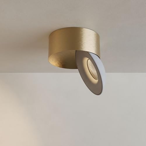 s.luce Santa Neo LED-Deckenstrahler schwenkbar dimmbar Deckenlampe Deckenleuchte, Farbe:Gold/Weiß, Lichtfarbe:Extra Warmweiß (2700K)