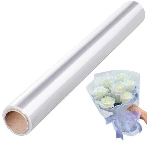 Papier d’emballage Transparent,40 cm x 30 m Papier transparent emballage Papier cadeau transparent Cellophane,pour Fleurs, Artisanat, Emballage Cadeau