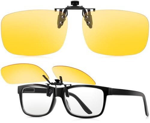 Clip-on Nachtfahrbrille-Nachtbrille zum Autofahren für Herren und Brillenträger-Polarisiert-Reduziert effektiv die Blendung von entgegenkommenden Scheinwerfern-HD Sichtglas(58 * 37mm)