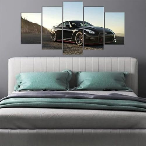 FatAco 5 Paneele Leinwand mit Rahmen Nissa GTR Bild Kunstdruck Leinwand Gemälde Wandmalerei Home Office Wohnzimmer Schlafzimmer Dekoration Ready to Hang