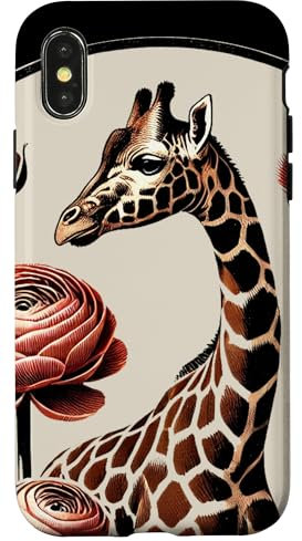 iPhone X/XS Giraffe Ranunculus Illustration Flower Case