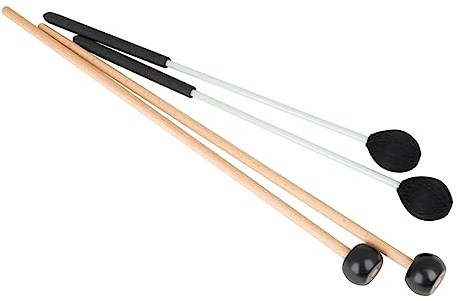 4 Marimba Schwarz Stück Schlägel für Xylophon Anfänger und Profis | Gummi, Wollgarn und Abs Holz, Angenehmes Gefühl und Zähigkeit, Passend für Xylophon