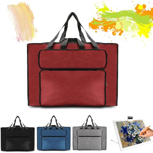 MeYuxg Zeichentasche A2, Künstlermappe Handtasche, wasserdichte Kunsttasche, Skizzenblock Zeichenblock A2 Tragetasche für Kunstbedarf Lagerung, Malkunstpaket für Studio und Outdoor-Skizzen (Rot)