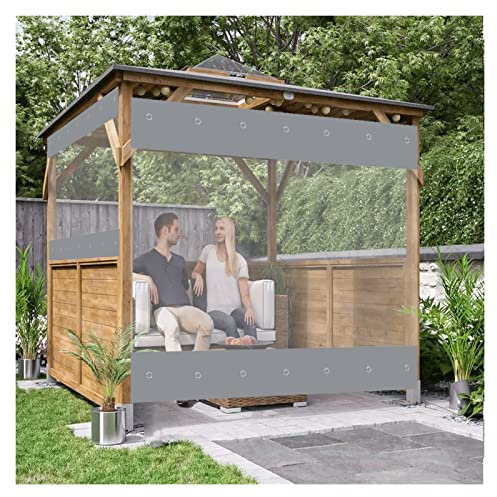 KANMR Tenda Trasparente per Esterni Tenda Trasparente Antipioggia in Tessuto Antipioggia in PVC Trasparente Impermeabile con Perforazioni,per Pergola, Portico, Gazebo(1x1m)