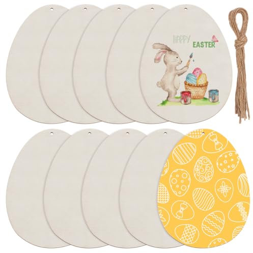 SOFPLATE 10 Stück 7 x 5 Zoll Große Osterei Holzausschnitte Unlackierte Holzornamente Zum Bemalen Blanke Holz Ei Verzierung Für DIY Kunstprojekte Basteln Malen Zuhause Partygeschenke Dekorationen Feier