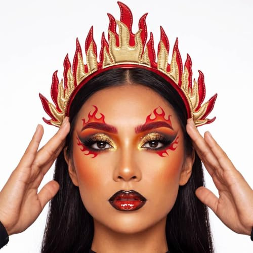Zoestar Feuer Stirnband Rote Flamme Stirnbänder Göttin Feuerkrone Kopfschmuck Karneval Festival Kostüm Haarschmuck für Frauen (A, Einheitsgröße)