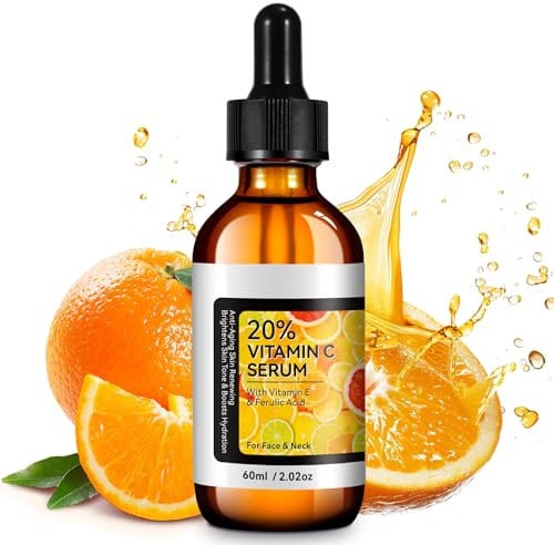 Vitamin C Serum Gesicht 60ml Leistungsstarkes 20% Vitamin C Serum Gegen Dunkle Flecken Falten & Feine Linien Gesichtspflege Augenringe Entfernen Anti-aging, Kollagen-boost & Hautaufhellendes