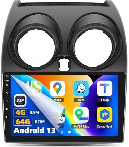 4G+64G Android 13 Autoradio für Nissan Qashqai J10 2006-2016 Wireless CarPlay, Android Auto, 9-Zoll-Touchscreen 1280 * 720, WiFi, GPS Navi, Bluetooth, FM/RDS SWC USB + Rückfahrkamera Mic