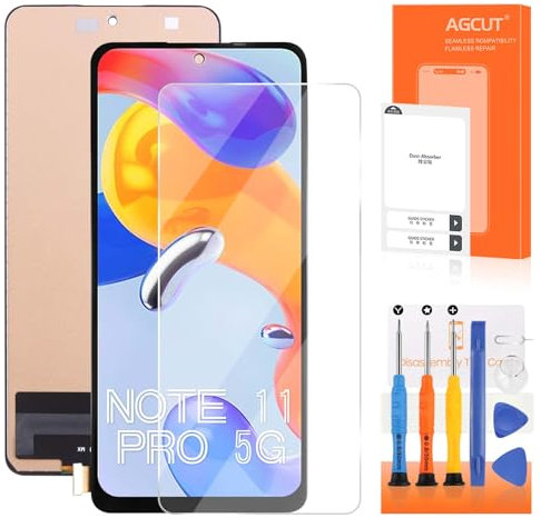 AGCUT 6.67 LCD Écran pour Xiaomi Redmi Note 11 PRO 2201116TG LCD Affichage pour Xiaomi Redmi Note 11 PRO 5G 21091116I LCD Écran Tactile Assemblée avec Réparation Outils (Noir)