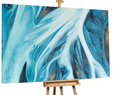 KunstLoft Ölgemälde 'River of Destiny' 180x120cm | Original Handgemalte Gemälde | Abstrakt | Blau | Leinwand-Bild Ölgemälde einteilig groß | Modernes Kunst Ölbild