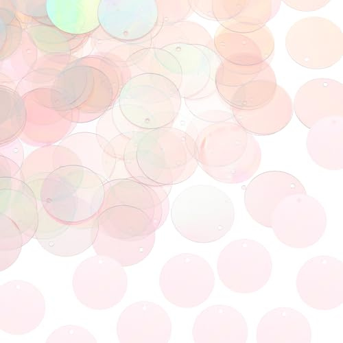sourcing map 100 Pcs Flat Round Sequins 25mm/1 Inch Loose Paillettes Craft Sewing Sequins with Single Side Hole for DIY Embroidery Clothing Jewelry Making, AB Transparent
