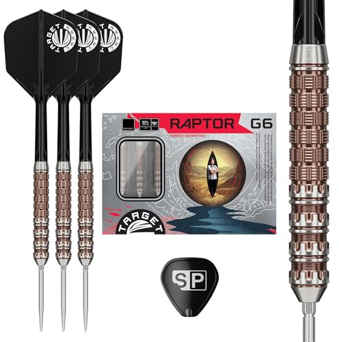 Target Japan Prime Series Raptor G6 Steel Tip Darts with Kflex, 22G/24G | 90% Wolfram-Dart-Set, K-Flex-Flügel und -Schaft Nr. 6, 2BA Swiss Point Nano, Spieler George Nishitani Gen 6