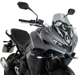 Puig 22522H Sport Windscreen, made of high-impact acrylic with aerodynamic design, rounded edges, TÜV approved and easy installation with original screws, Smoke
