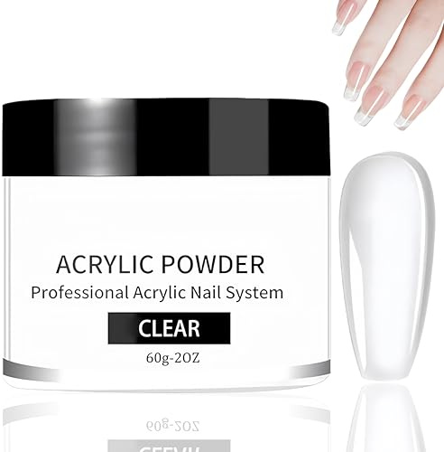 60g Large Acrylic Powder Capacity Clear Nail Repair, Extension & Carving Acrylic False Nail Powder - No Need for Nail Lamp