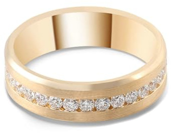 Lirzxin 585 Gold Ring Herren 14K, Eheringe Verlobungsringe Trauringe Partnerringe Freundschaftsringe Breiter Matt Reihe mit Rund Moissanit Hochzeitsringe Herren Gelbgold Gr. 63 (20.1)