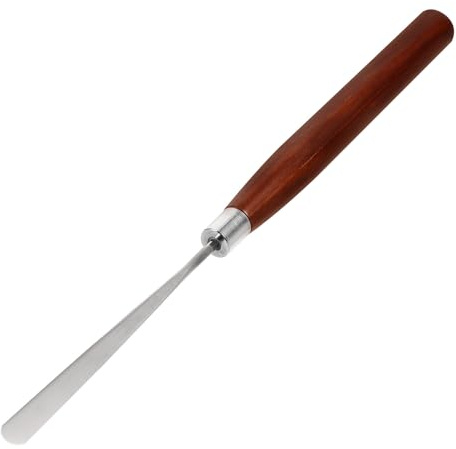 JOINPAYA Espátula Larga de Acero Inoxidable para Mezclar Gel y Pintura Uñas, Tamaño Mediano, Multifuncional para Arte de Uñas, Uso Profesional en Manicura, Mango de Madera Natural