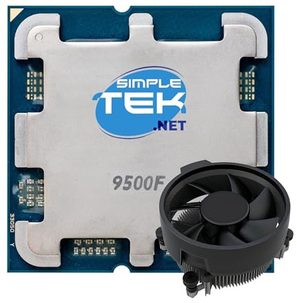 SIMPLETEK - CPU Processore 9500F - AM5 - Fino a 5.0 GHz - 6 Core/12 Thread - Versione Tray Senza Grafica Integrata - Dissipatore Incluso