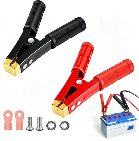 2 Piezas 1000A Abrazaderas Cable Puente batería, Pinzas cocodrilo Resistentes - Pinzas Cocodrilo Resistentes - Abrazadera de Refuerzo para Cargador de Batería de Coche - para Coche, Vehículo y Barco