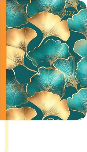 Lady Journal Ginkgo 2027: Wochenplaner mit 4-sprachigem Kalendarium, Platz für Notizen, Habit-Tracker & Leseband, für Beruf, Schule & Alltag