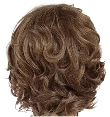 Gladiaond 1pc Braune Lockige Perücke Mit Pony Synthetische Kurze Perücken for Frauen Frisur Witzige Nette Damen Haar Täglichen Cosplay Party(826)