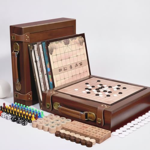SiaBiced Multifunktionales Schachbrett & Schachspiel aus – Große Spielesammlung für ab 3, 4, 5 Jahren