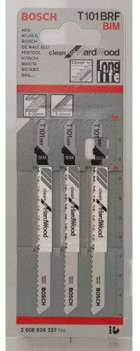 Bosch Accessories Professional 3 x Lames de scie sauteuse T 101 BRF Clean for Hard Wood (pour Bois dur, coupe droite, Accessoire Scie sauteuse). Grey