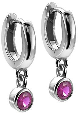 Orphelia per bambini orecchini a cerchio in argento 925 rodiato con zirconi rosa taglio rotondo – zo 6075, argento, colore: fucsia, cod. ZO-6075