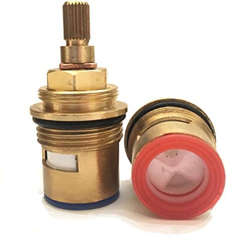 Bath BSP 3/4 x 57mm x 24 teeth on Spline Quarter Turn Bath Shower Mixer Control On Off Tap Cartridge Valve Pair