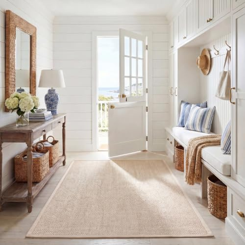 Safavieh Naturfaser Teppich für Wohnzimmer, Esszimmer, Schlafzimmer - Natural Fiber Collection, Kurzer Flor, Natürlich und braun, 61 X 91 cm