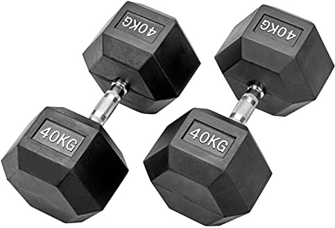 Bad Company I Kurzhanteln gummiert für Aerobic, Gymnastik und Fitness 80 Kg (2x40,0)