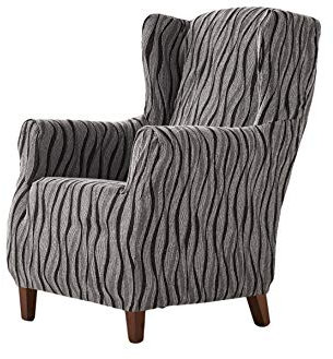 Zebra Andromeda - Elastische Husse für Ohrensessel Größe 1 Sitzer (Standard), Farbe Grau (Mehrere Farben verfügbar)