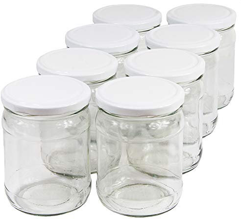 Wamat 450 ml Einweckgläser mit Deckel weiß to 82 Einmachgläser Vorratsgläser Einmachglas Weck (Menge: 72 Stück)