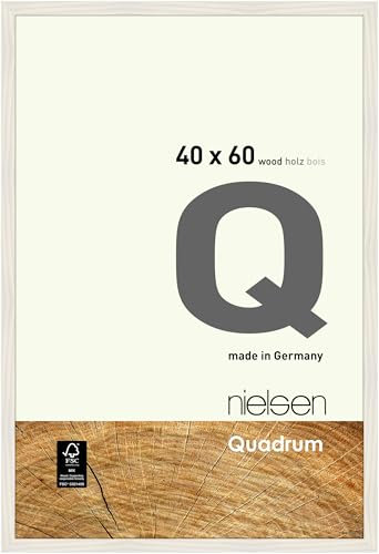 nielsen Bilderrahmen, 40 x 60 cm, Holz, Weiß, Posterrahmen zum Aufhängen im Hoch- & Querformat, Echtglas, Quadrum