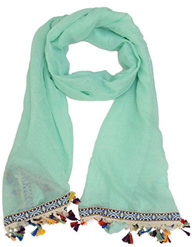 Sonia Originelli Schal Langschal Fransen Neon Bunt Sommer Farbe Türkis