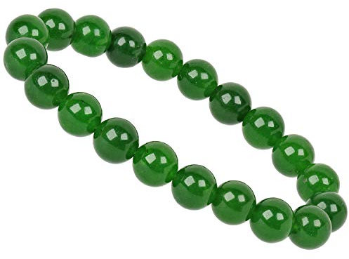 ELEDORO Stretch Armband aus echten Edelsteinen-Perlen 10mm: für Energie und Harmonie (Nephrit Jade)