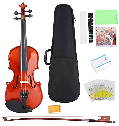 RiToEasysports Violine Elektrische Geige Eisen AU-05 Elektrische Geige Massiv Astonvilla, AV-03 Fichte Curly Ahorn 1/48 Violine mit Box Kolophonium Saitenaufkleber für Kinder
