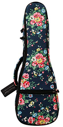 MUSIC FIRST Original Desgin Dark Night Garden Ukulele-Koffer, Baumwollleinen, Blumenmuster, für 53,3 cm Sopran-Ukulele