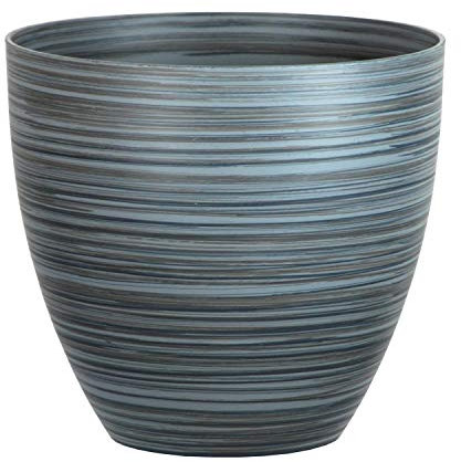 Serenity Rings Plastic Planter - Grey, Single Pot - 35cm (H) x 38cm (Dia) - Suitable for Indoor or Outdoor Use.