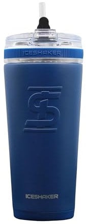 Ice Shaker 26 Oz Stainless Steel Bottle, Insulated Water Bottle with Straw, Navy