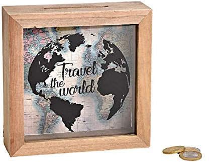 Coco Papaya Tirelire Tour du Monde - Bois et Verre