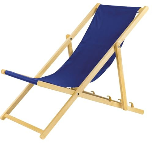 BAS Liegestuhl klappbar aus Holz - 2er Set blau Leichte Klappliege - Faltbare & verstellbare Sonnenliege für Garten, Strand & Balkon - Gartenliege mit Atmungsaktiv Stoffbezug - Mischgewebe