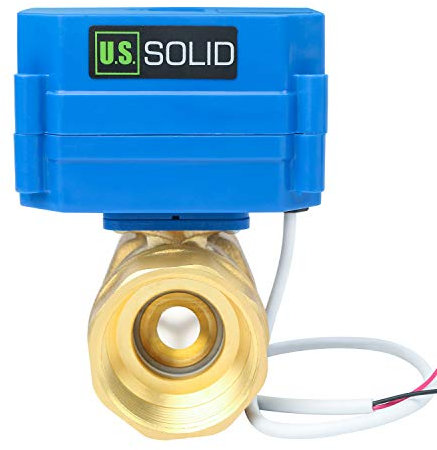 U.S. Solid 1 1/4 Motorkugelhahn Messing 2 Wege Elektrischer Kugelhahn 9–24 V DC, DN32, 2 Drähte, Automatische Rückkehr NC