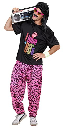 W WIDMANN MILANO Party Fashion - Costume des années 80 pour homme | Ensemble 2 pièces avec t-shirt et pantalon, tenue rétro pour le carnaval, soirées années 80 et les soirées à thème