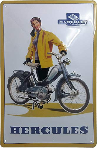 LUCKYLINDE geprägtes Blechschild passend für HERCULES Mofa und Moped Fans, Deko Werkstatt, Garagen Oldtimer Schild 20 x 30 cm (Mofa)