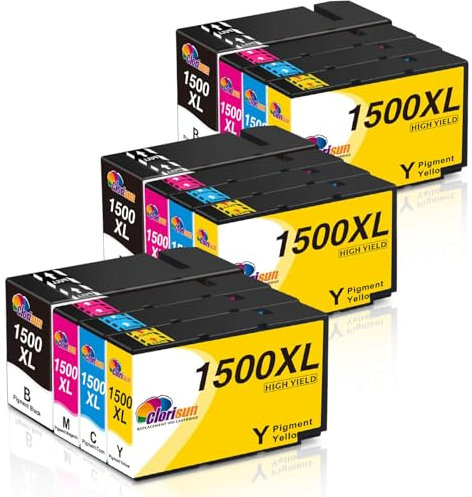 Clorisun 1500XL Multipack Kompatible für Canon PGI-1500 XL PGI-1500XL Tintenpatronen für Canon Maxify MB2750 Druckerpatronen MB2150 MB2050 MB2350 MB2300 MB2755 (12er Pack,Schwarz Cyan Magenta Gelb)