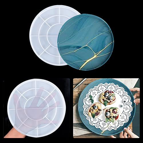 Rolin Roly Molde de Bandeja de Resina Redonda Grande Molde de Epoxi para Posavasos Moldes de Silicona para Platos Molde de Fundición de Bricolaje para Joyas Cosmética Holder Decoración del Hogar