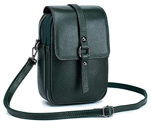 FANDARE Crossbody Tasche Damen Handy Umhängetasche Handtaschen Leder Schultertasche Frauen Handytasche zum Umhängen Schultertasche Portemonnaie Geldbörse Grün